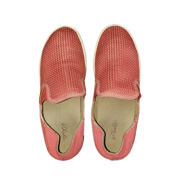 Olukai Pehuea Slip-On Sneakers Women's Size 7 Coral Mesh Red Tennis Shoes