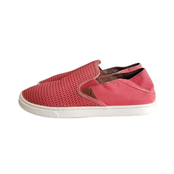 Olukai Pehuea Slip-On Sneakers Women's Size 7 Coral Mesh Red Tennis Shoes