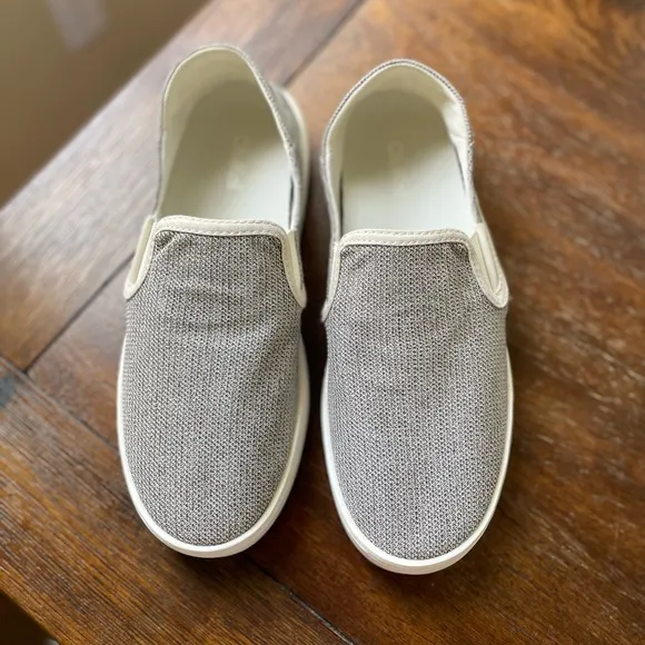 Olukai Shoes Womens Size 7.5 Grey Pehuea Slip On  Slide Tapa Mesh Sneaker Shoe