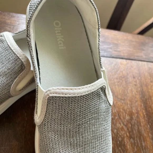 Olukai Shoes Womens Size 7.5 Grey Pehuea Slip On  Slide Tapa Mesh Sneaker Shoe