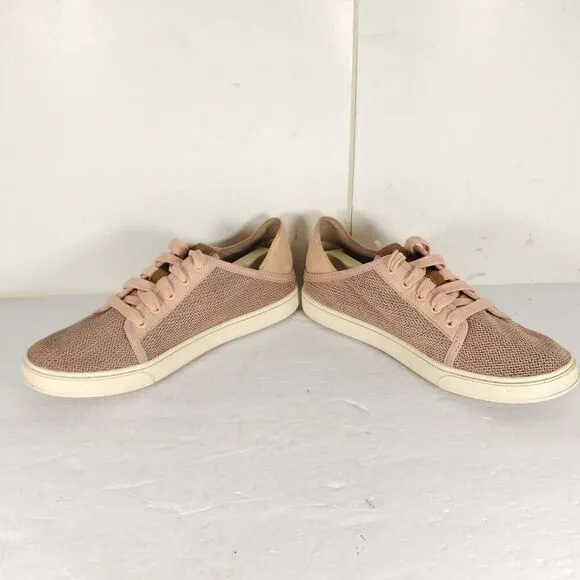 Olukai Women's Pehuea Li US 7,5 Heather Pink Mesh Flat Lace -Up Sneakers Shoes