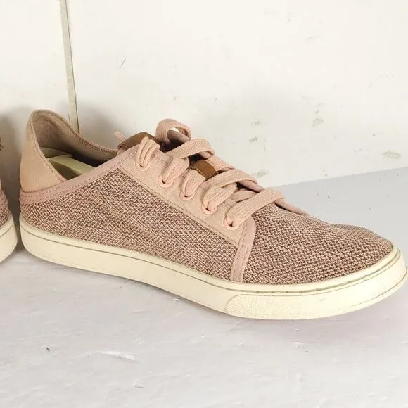 Olukai Women's Pehuea Li US 7,5 Heather Pink Mesh Flat Lace -Up Sneakers Shoes
