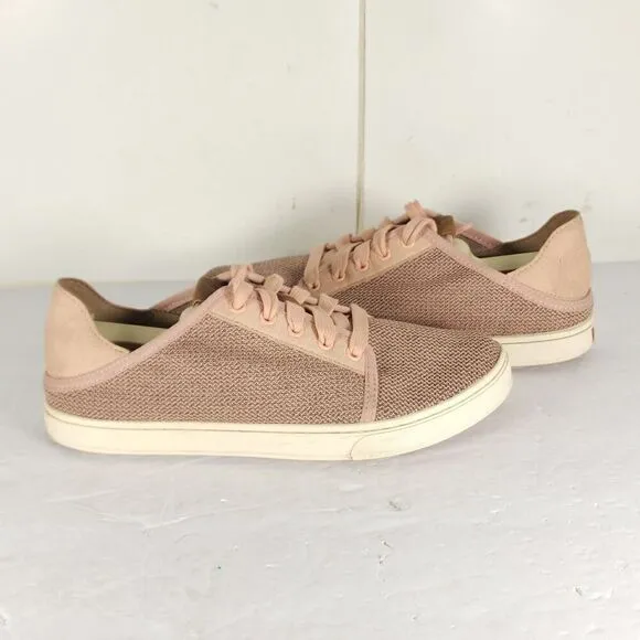 Olukai Women's Pehuea Li US 7,5 Heather Pink Mesh Flat Lace -Up Sneakers Shoes