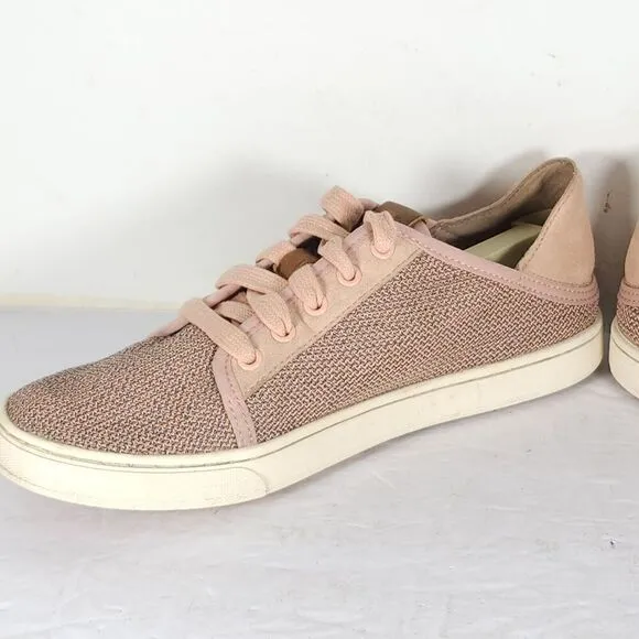 Olukai Women's Pehuea Li US 7,5 Heather Pink Mesh Flat Lace -Up Sneakers Shoes