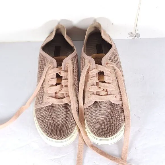 Olukai Women's Pehuea Li US 7,5 Heather Pink Mesh Flat Lace -Up Sneakers Shoes