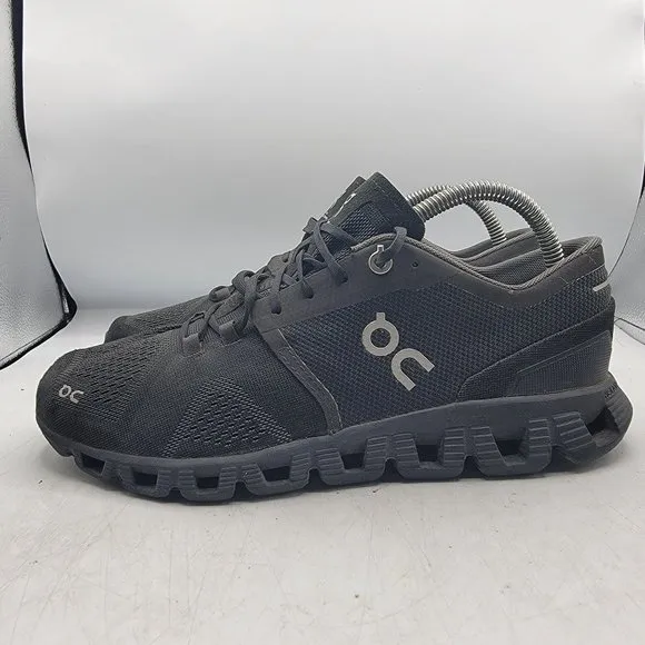 On Cloud X Mens 7.5 Triple Black Asphalt Athletic Sneaker Shoes Running