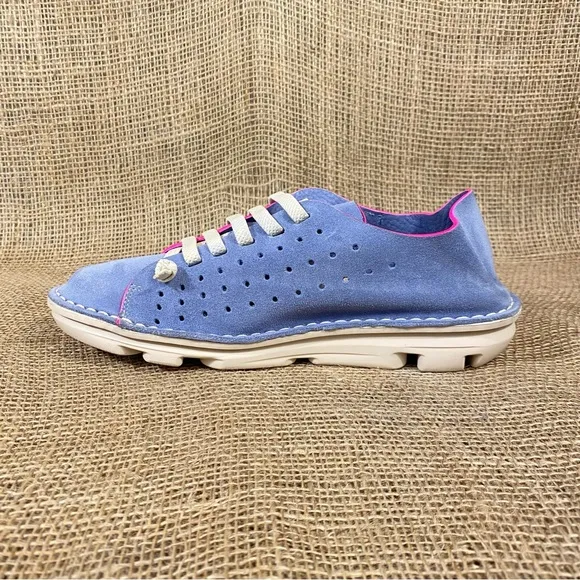 On Foot Running Walking Shoe Slip On Jean Blue Suede Size 7.5 Eu 38