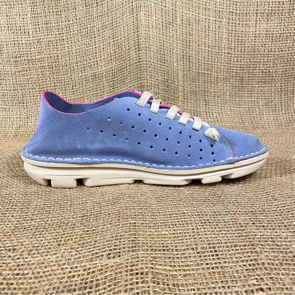 On Foot Running Walking Shoe Slip On Jean Blue Suede Size 7.5 Eu 38