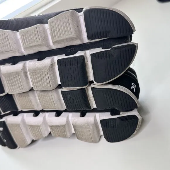 On Running Cloud 5 Sneakers W10 Black White Mesh Tennis Shoes Athletic Training