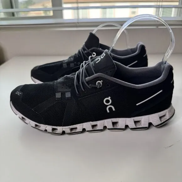 On Running Cloud 5 Sneakers W10 Black White Mesh Tennis Shoes Athletic Training