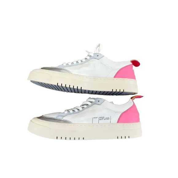 Oncept London White Blue Mist Leather Platform Sneaker Streetwear Pink Orange 7