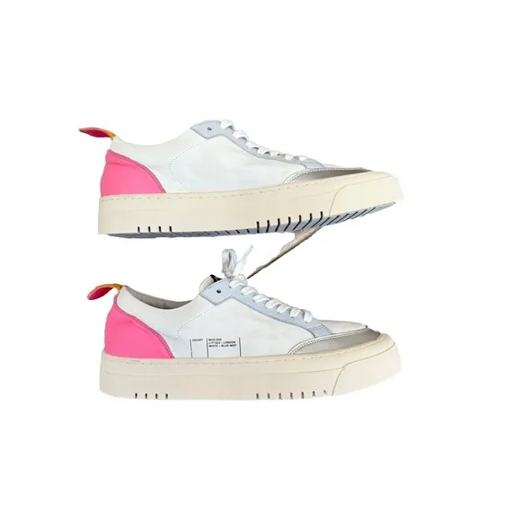 Oncept London White Blue Mist Leather Platform Sneaker Streetwear Pink Orange 7