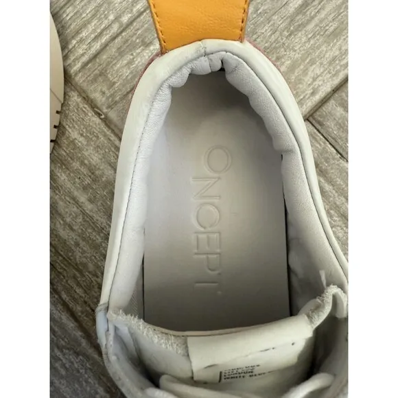 Oncept London White Blue Mist Leather Platform Sneaker Streetwear Pink Orange 7