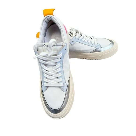 Oncept London White Blue Mist Leather Platform Sneaker Streetwear Pink Orange 7