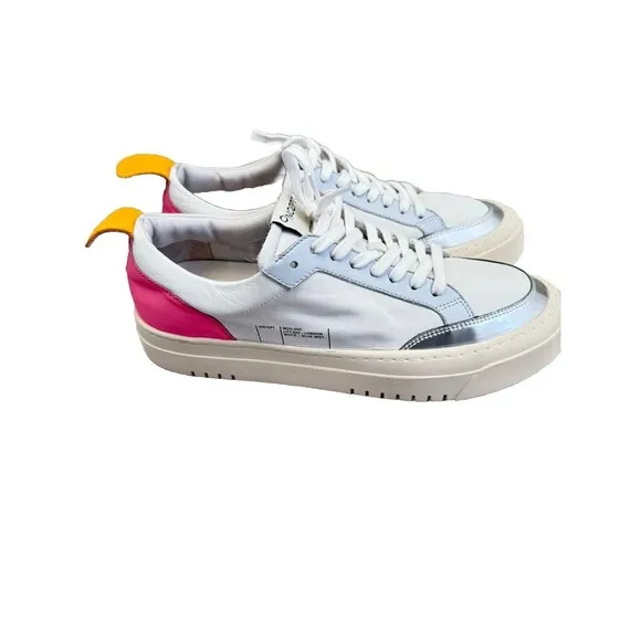 Oncept London White Blue Mist Leather Platform Sneaker Streetwear Pink Orange 7