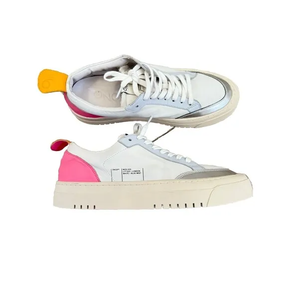 Oncept London White Blue Mist Leather Platform Sneaker Streetwear Pink Orange 7