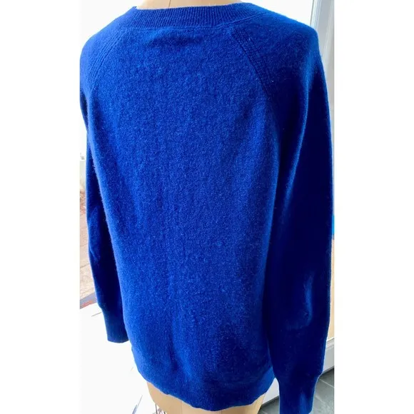 Only Mine Cobalt Blue 100% Cashmere Pullover with Elbow Patches!!! Size L