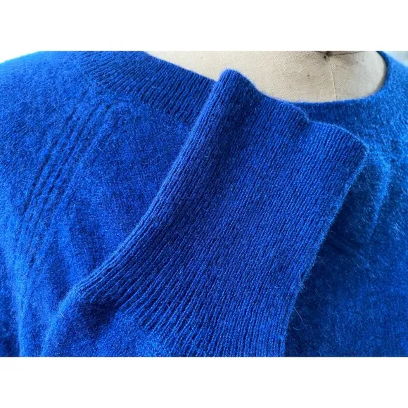 Only Mine Cobalt Blue 100% Cashmere Pullover with Elbow Patches!!! Size L