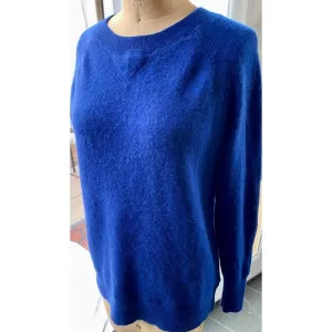 Only Mine Cobalt Blue 100% Cashmere Pullover with Elbow Patches!!! Size L
