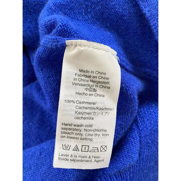 Only Mine Cobalt Blue 100% Cashmere Pullover with Elbow Patches!!! Size L