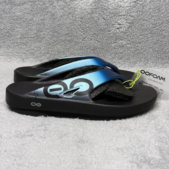 Oofos OOriginal Sport Mens Size 8 Slip On Flip Flop Thong Sandal Shoes Azul Blue