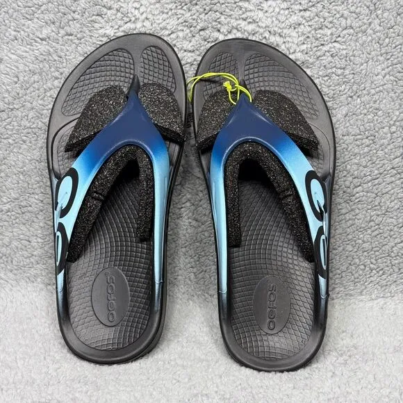 Oofos OOriginal Sport Mens Size 8 Slip On Flip Flop Thong Sandal Shoes Azul Blue