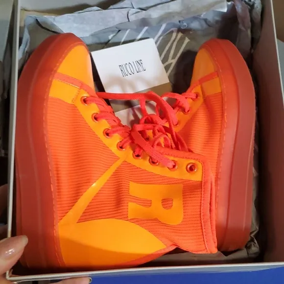 Orange High-Top Sneakers