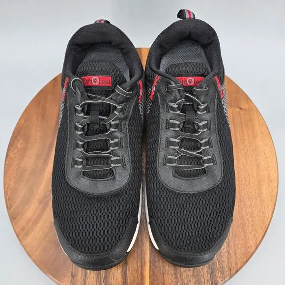 Orthofeet Shoes Men's 12 EE Wide Black Mesh Walking Orthopedic Athletic Sneakers