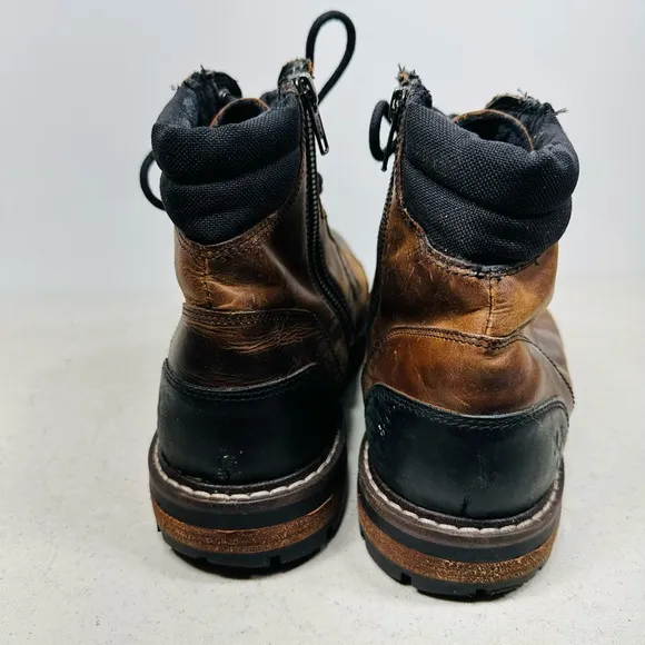 Outpost Makers Lucas Boots Mens 11 Brown Leather Cap Toe Flannel Lined Work Shoe