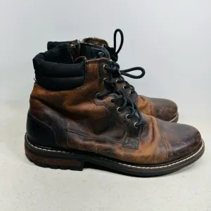 Outpost Makers Lucas Boots Mens 11 Brown Leather Cap Toe Flannel Lined Work Shoe