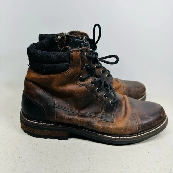 Outpost Makers Lucas Boots Mens 11 Brown Leather Cap Toe Flannel Lined Work Shoe