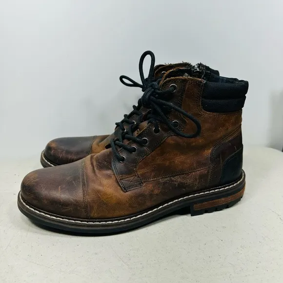 Outpost Makers Lucas Boots Mens 11 Brown Leather Cap Toe Flannel Lined Work Shoe