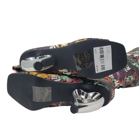 Over The Knee Open Toe Graffiti Boots