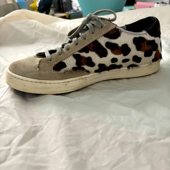 P448 Calf Hair Animal Print Sneakers Made in Italy Leather Upper Hair Calf 37