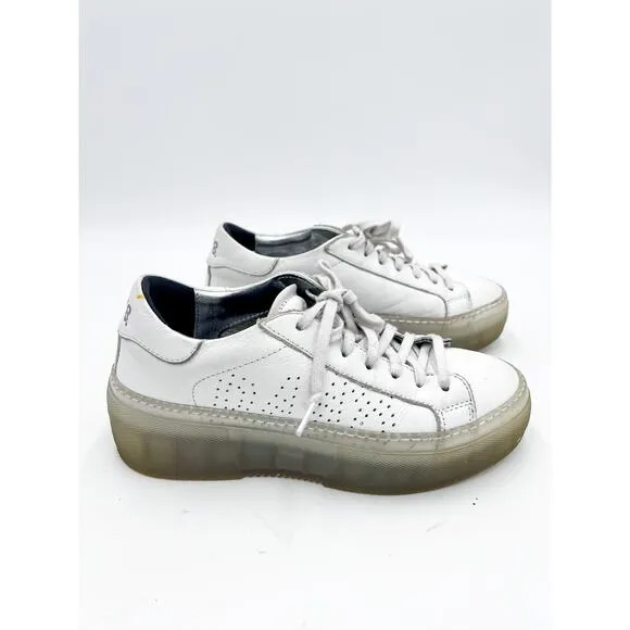 p448 John Glass white leather platform sneakers size 37