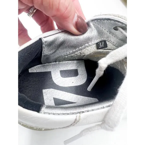 p448 John Glass white leather platform sneakers size 37