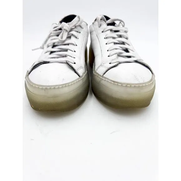 p448 John Glass white leather platform sneakers size 37
