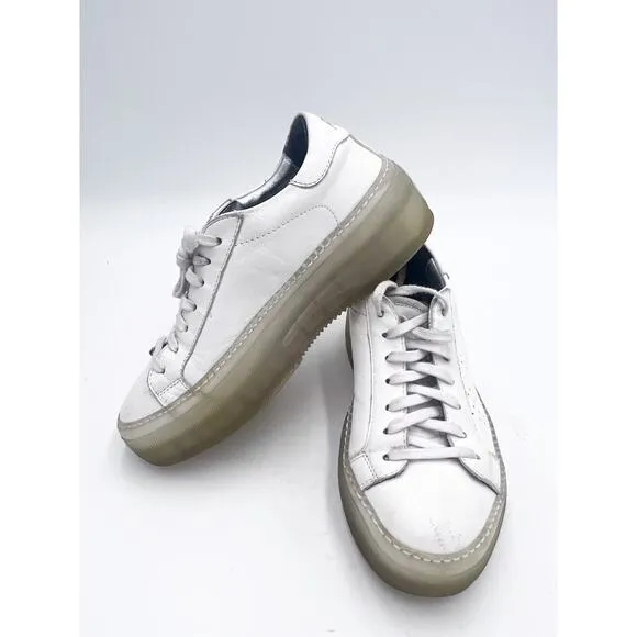 p448 John Glass white leather platform sneakers size 37