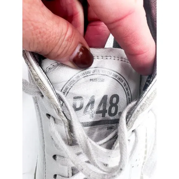p448 John Glass white leather platform sneakers size 37