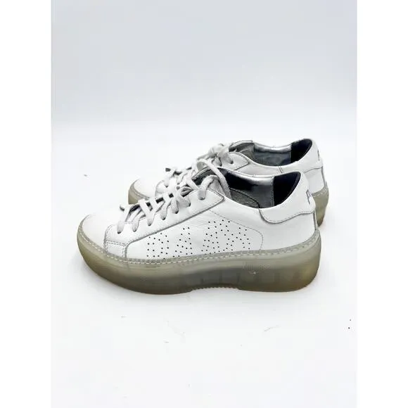 p448 John Glass white leather platform sneakers size 37