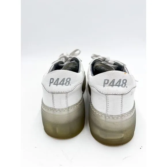 p448 John Glass white leather platform sneakers size 37