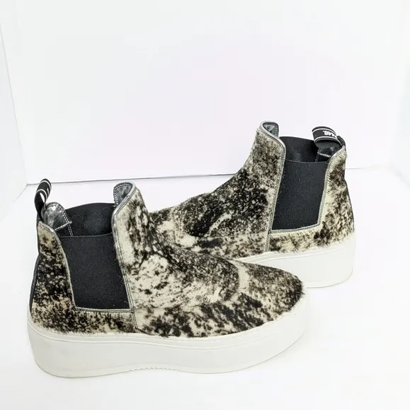 P448 Lucy high top calf hair platform sneakers