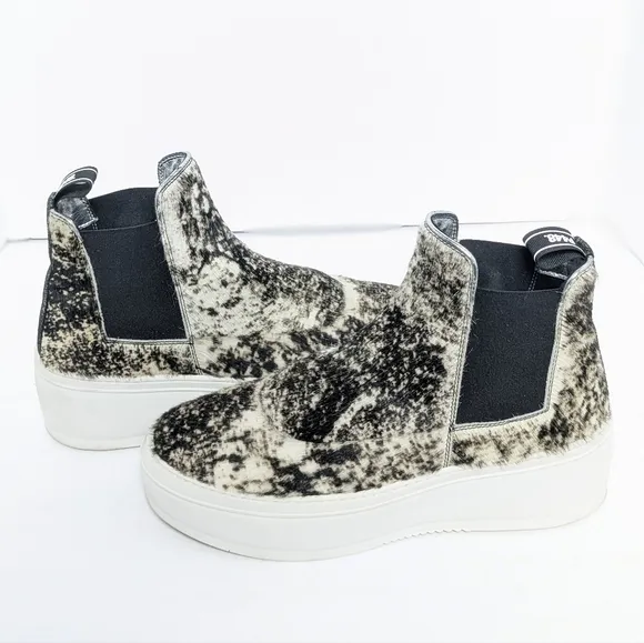 P448 Lucy high top calf hair platform sneakers