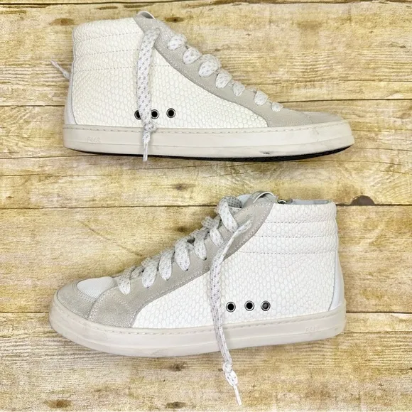 P448 Skate Leather High Top Zip Snakeskin Texture Sneakers
