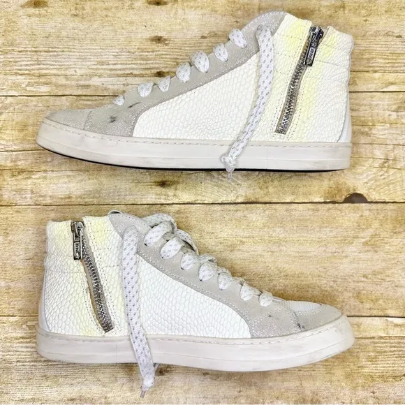 P448 Skate Leather High Top Zip Snakeskin Texture Sneakers