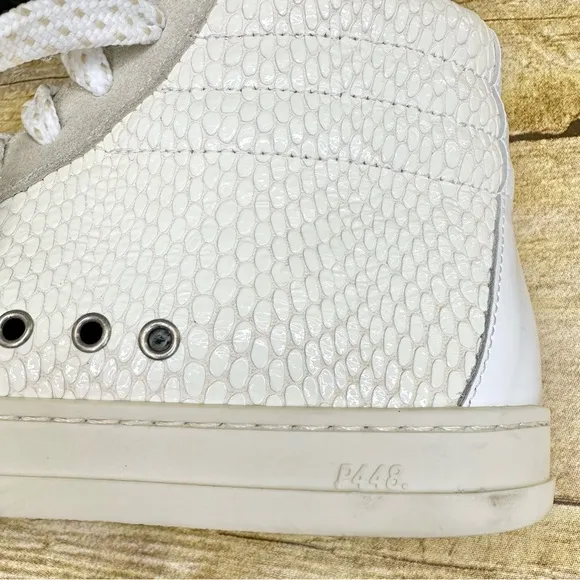 P448 Skate Leather High Top Zip Snakeskin Texture Sneakers