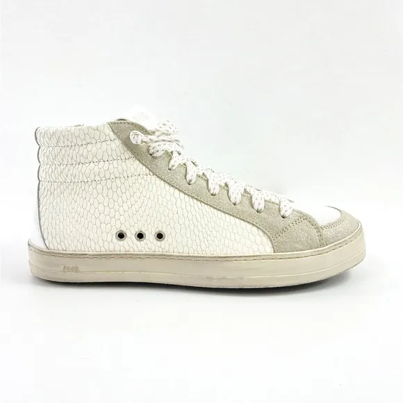 P448 Skate Leather High Top Zip Snakeskin Texture Sneakers
