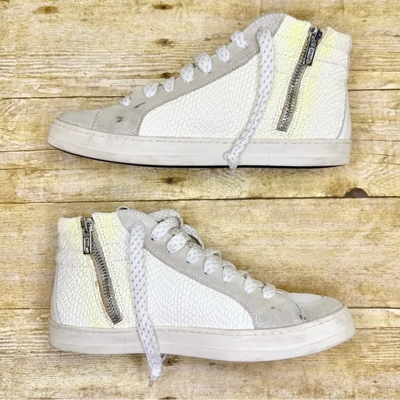 P448 Skate Leather High Top Zip Snakeskin Texture Sneakers