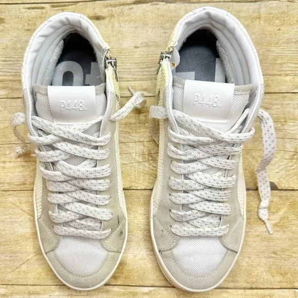 P448 Skate Leather High Top Zip Snakeskin Texture Sneakers