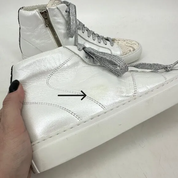 P448 Star High Top Sneaker Sunset Snake Embossed Leather Glitter White 39 9